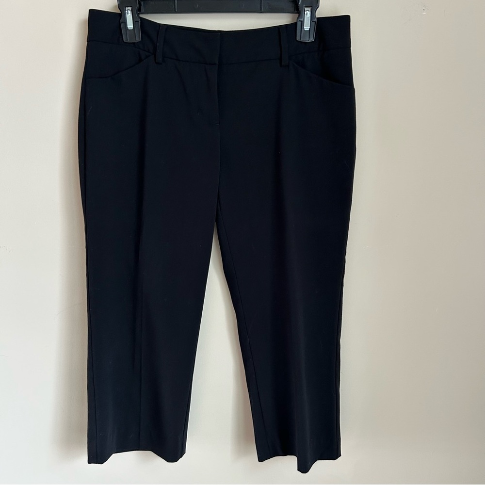 Daisy Fuentes Black Cropped Bermuda Walking Dress Capri Pants Wide Leg Size 6P
